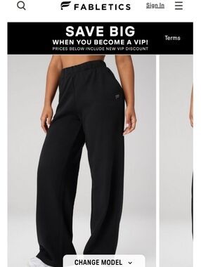 Fabletics Black Wide-Leg Women's Sweatpants